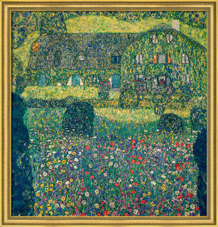 Bild "Landhaus am Attersee" (1914), gerahmt von Gustav Klimt
