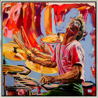 Bild "Drummer in Motion - Bill Bruford" (2018) (Original / Unikat), gerahmt