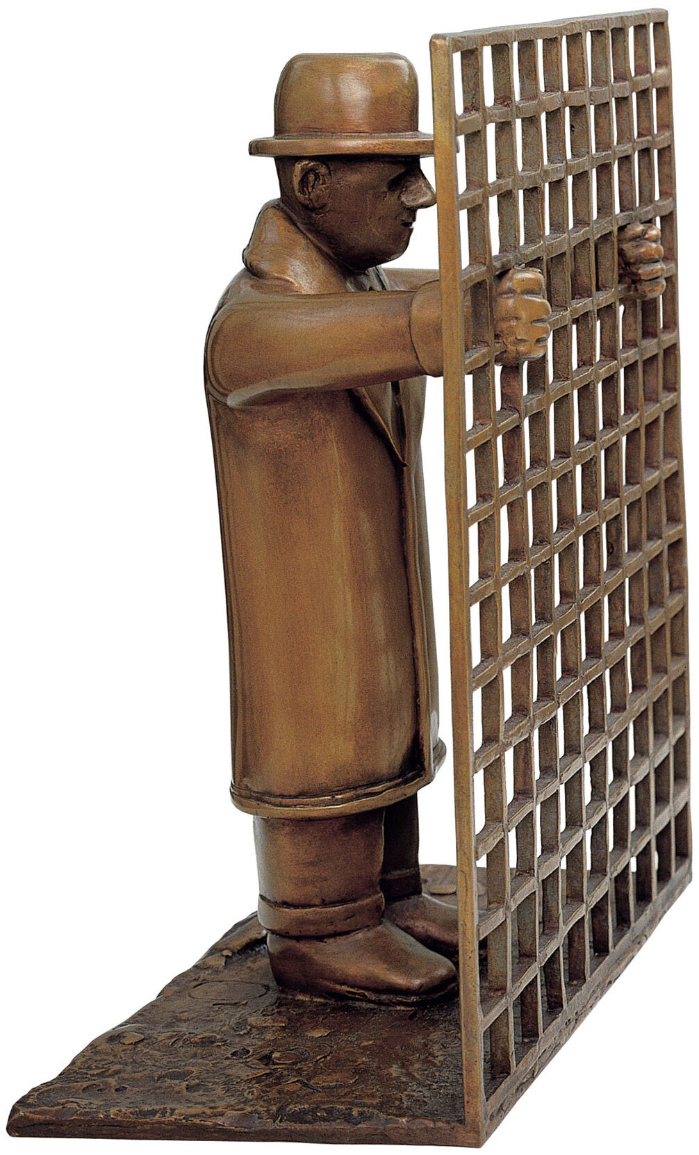 Skulptur "Mann mit Gitter", Bronze von Siegfried Neuenhausen