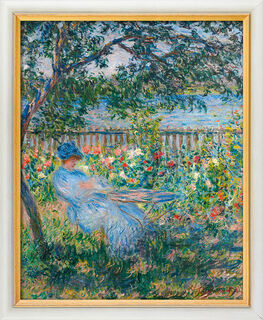 Bild "Die Terrasse in Vétheuil" (1881), gerahmt von Claude Monet