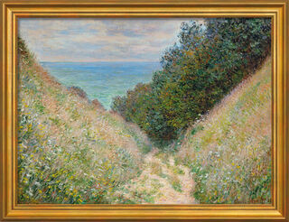 Bild "Chemin de la Cavée, Pourville - Der Weg La Cavée bei Pourville" (1882), gerahmt von Claude Monet