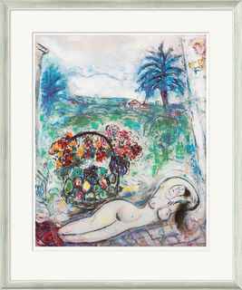Bild "Akt mit Blumenkorb" (1955), gerahmt von Marc Chagall