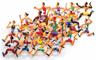 3D-Wandskulptur "Long Distance Runners" (2004), Aluminium von David Gerstein
