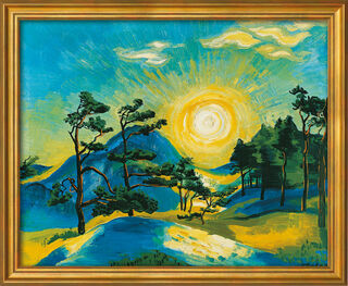 Bild "Aufgehende Sonne" (1933), Version goldfarben gerahmt