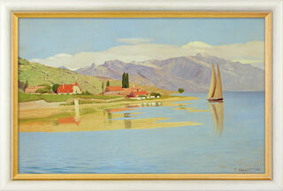 Bild "Der Hafen von Pully" (1891), gerahmt von Felix Vallotton