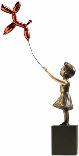 Skulptur "Mädchen mit rotem Ballonhund", Bronze