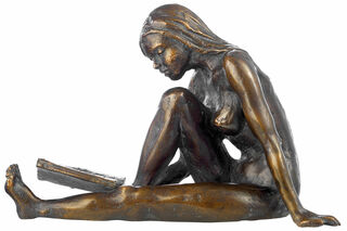 Skulptur "Die Lesende", Metallguss von Birgit Stauch