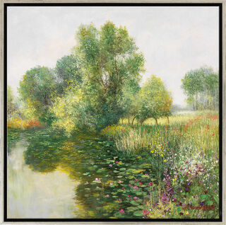 Bild "Der Garten von Giverny", Version silberfarben gerahmt