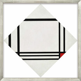 Bild "Rautenkomposition mit acht Linien und Rot / Picture No. III" (1938), gerahmt von Piet Mondrian