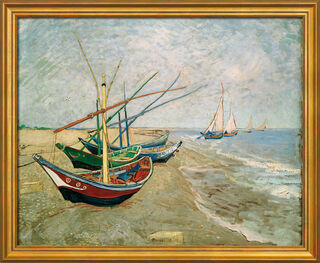 Bild "Fischerboote am Strand von Les Saintes-Marie-de-la-Mer" (1888), gerahmt