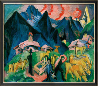 Bild "Alpleben" (1918), gerahmt von Ernst Ludwig Kirchner