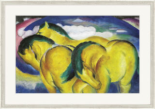 Bild "Die kleinen gelben Pferde" (1912), gerahmt