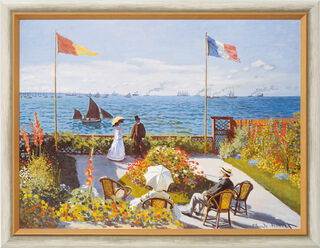 Bild "Garten in Sainte-Adresse" (1867), gerahmt von Claude Monet