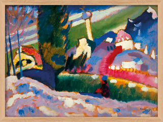 Bild "Winterlandschaft mit Kirche" (1910-1911), Version naturfarben gerahmt von Wassily Kandinsky