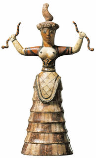 Statuette "Die Schlangengöttin", Kunstguss handbemalt