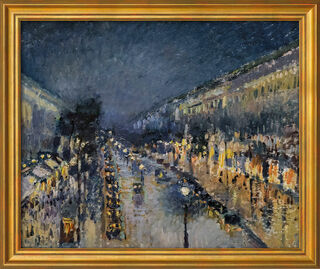 Bild "Boulevard Montmartre bei Nacht" (1897), gerahmt von Camille Pissarro