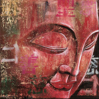 Bild "Kleiner Buddha, rot", auf Keilrahmen