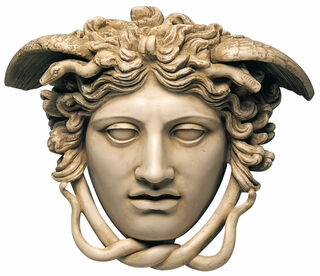 Relief "Haupt der Medusa" (Originalgröße), Kunstmarmor von Phidias