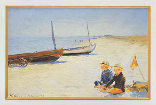 Bild "Jungen am Strand von Skagen" (1893), gerahmt von Peder Severin Kroyer