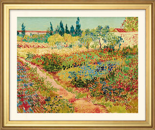 Bild "Blühender Garten mit Pfad" (1888), gerahmt