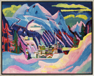 Bild "Davos im Winter" (1923), Version silberfarben gerahmt von Ernst Ludwig Kirchner