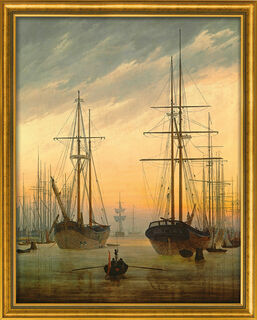 Bild "Ansicht eines Hafens" (um 1815/16), gerahmt