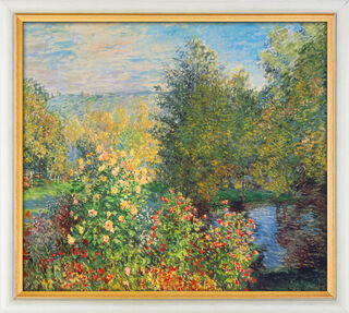 Bild "Stiller Winkel im Garten von Montgeron" (1876), gerahmt von Claude Monet