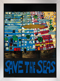 Bild "(777S) Save the Seas", gerahmt von Friedensreich Hundertwasser