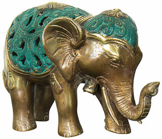 Skulptur "Elefant" (grüne Version), Bronze