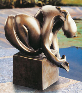 Gartenskulptur / Wasserspeier "Wasserschöpferin", Bronze von Théo Stuttgé