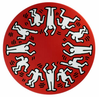 Porzellanteller "White on Red" von Keith Haring