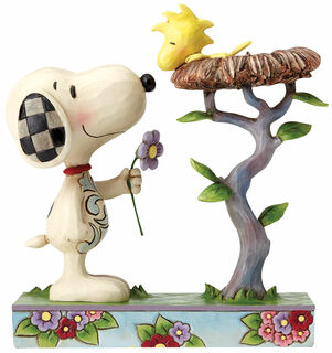 Skulptur "Snoopy und Woodstock im Nest", Kunstguss von Jim Shore