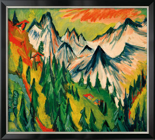 Bild "Berggipfel" (1918), gerahmt von Ernst Ludwig Kirchner