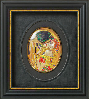 Miniatur-Porzellanbild "Der Kuss" (1907-08), gerahmt von Gustav Klimt